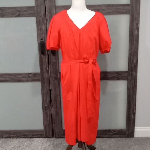 Alex Marie Drs Everly Cherry Red X Burr A Line Cotton Poplin Midi Dress XXL NWT - Picture 2 of 3